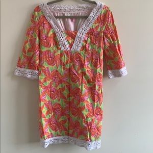 Lilly Pulitzer pink orange floral print dress